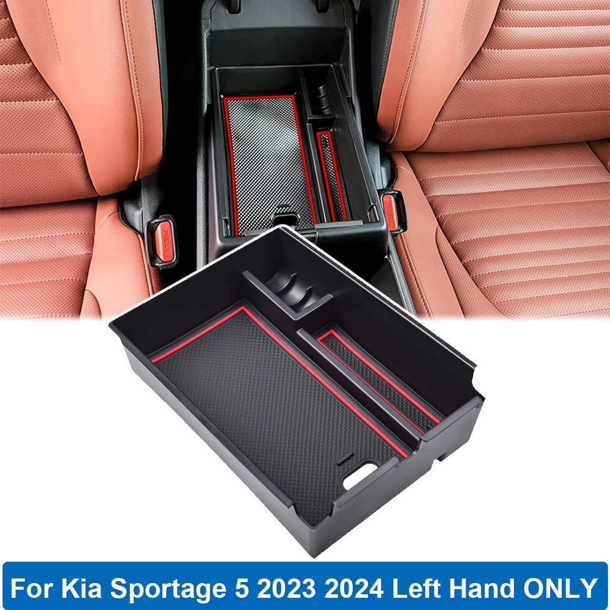 For Kia Sportage 5 2023 2024 NQ5 Central Console Armrest Box Storage Container Organizer Insert Tray Holder Car Accessories