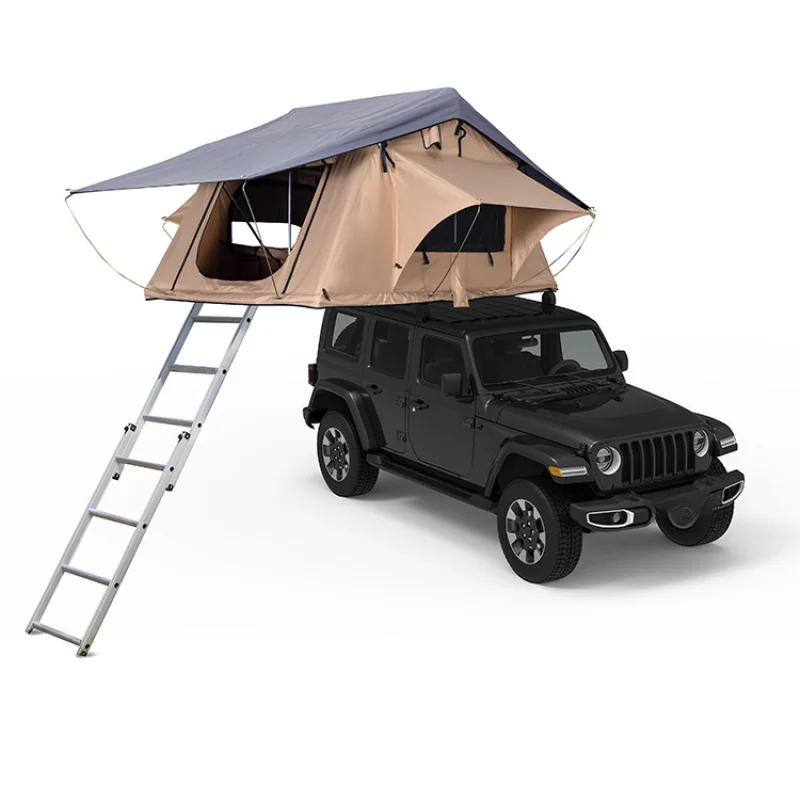 Hot Selling 280G/C Grid Can PU Coating Car Tents Camping Outdoor Soft Roof Top Tent 3 Person High Quality