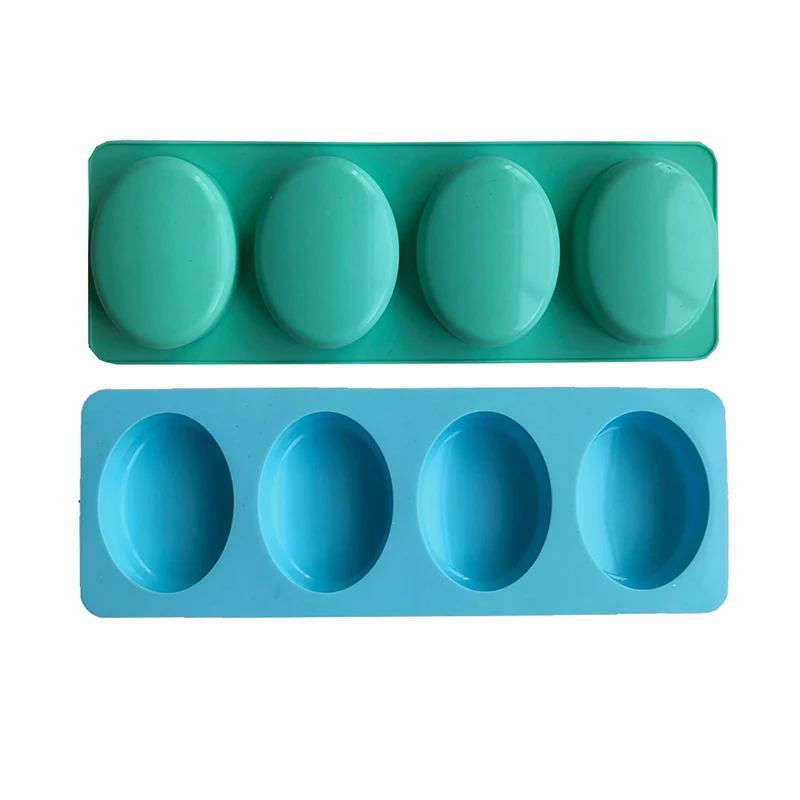 Molde de silicona ovalado de 4 agujeros para Chocolate, accesorios para hornear postres, DIY, jabón hecho a mano, pastel, gelatina, pudín, vela