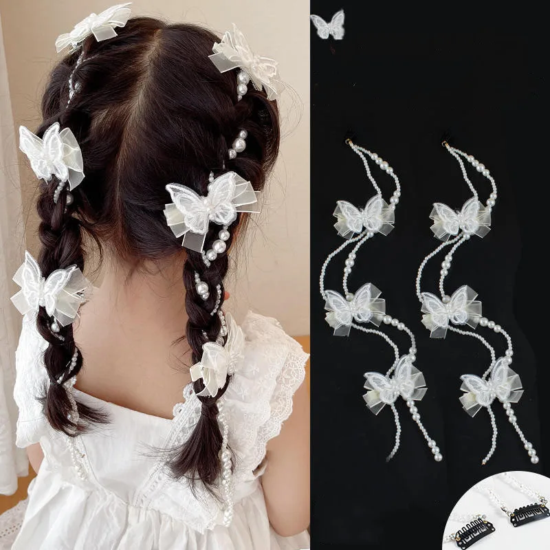 Laços de cabelo para meninas 2025, nova princesa, fita longa, grampos de cabelo, trança, acessórios de cabelo, moda, clipes de arco para crianças