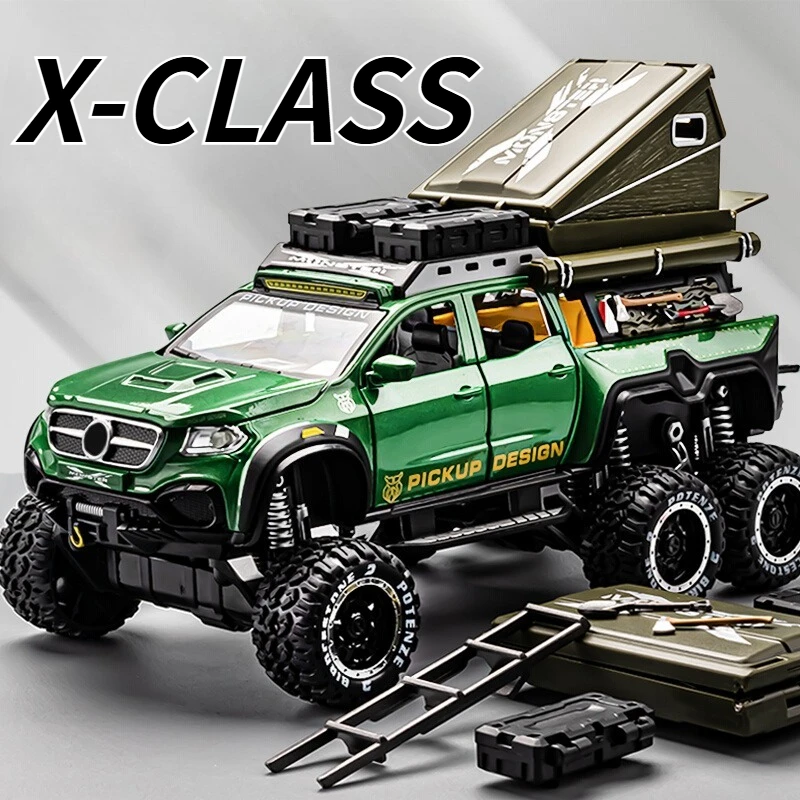 Model X-CLASS w skali 1:28, zabawka, samochody kempingowe, odlew stopu, X-CLASS 6X6, zabawki, dźwięk, światło, otwierane drzwi, pojazdy z napędem pull-back, prezenty dla dzieci
