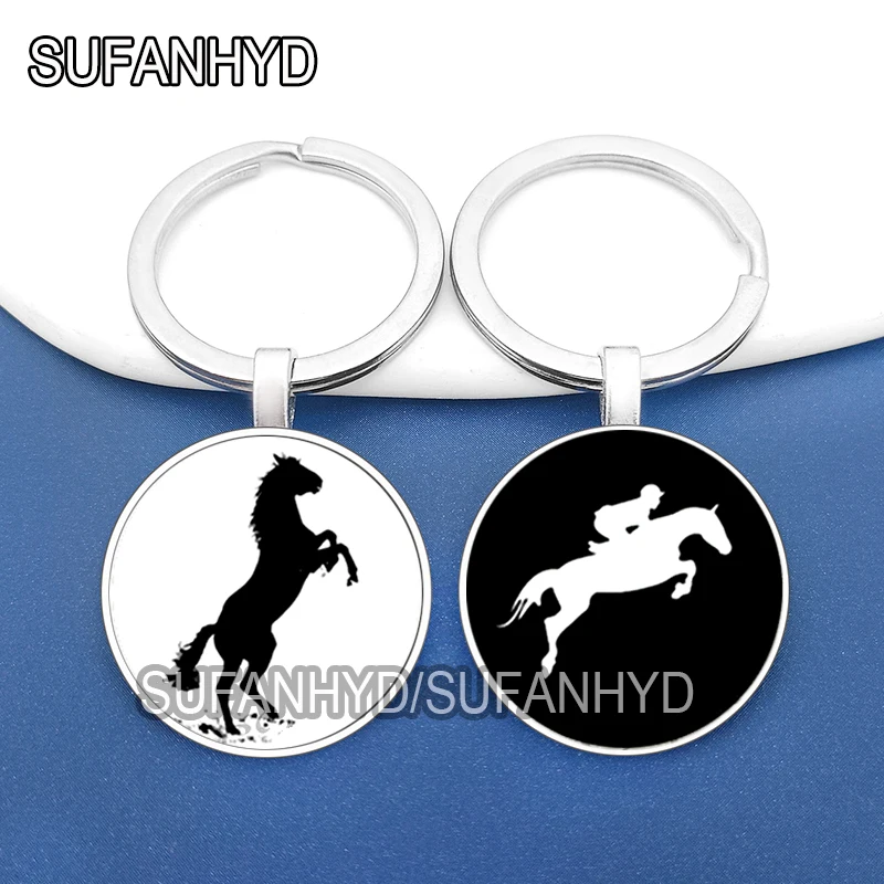 Fshion Horse Racing Keychain for ManTrendy Jewelry Horse Key Chains for House Animal Keyring