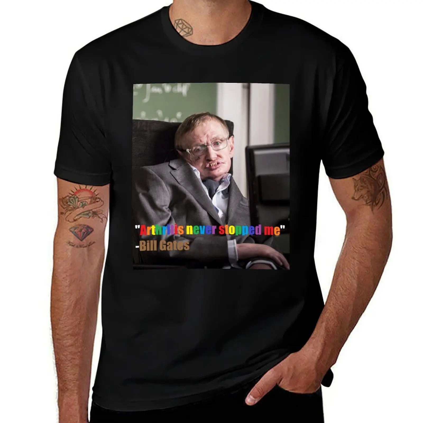 Мужская футболка мужская футболка хлопок черная Hawking повседневные футболки-Стивен однотонная футболка для упаковки хлопок Gates
