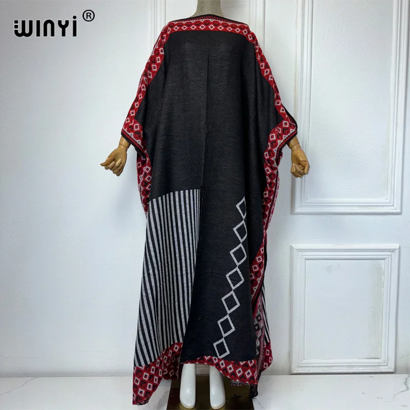 WINYI Africa print holiday kaftan evening long dresses Elegant robe African Women winter Caftan women party abaya dubai luxury