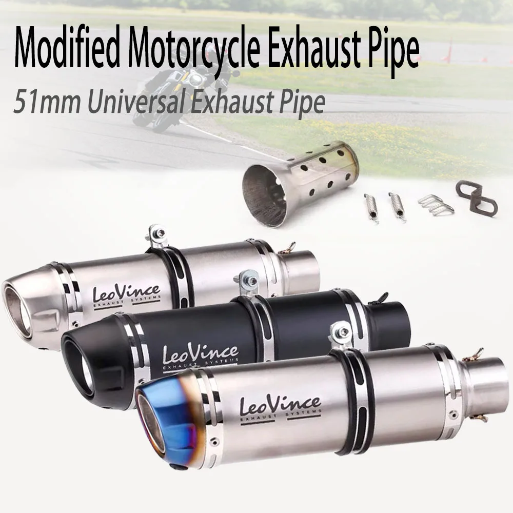 51mm Universal Modified Motorcycle Exhaust Pipe Suitable for GSR600 FZ6N R1 R3 Z1000 Z900 Carbon Fiber Escape Moto Exhuast Pipe