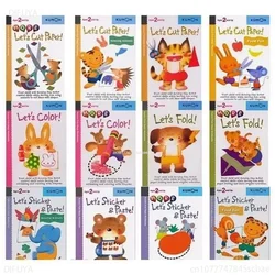 12 Pcs/Set Kumon Let's Cut Paper First Step Workbooks Picture Books for Kids Children Origami Paper Cut Sticker Handmade Books