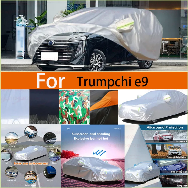 

For Trumpchi E9 Windproof Car Cover with Reflective Strip Auto Anti-UV Sun Rain Snow Dust Paint Protect Cover