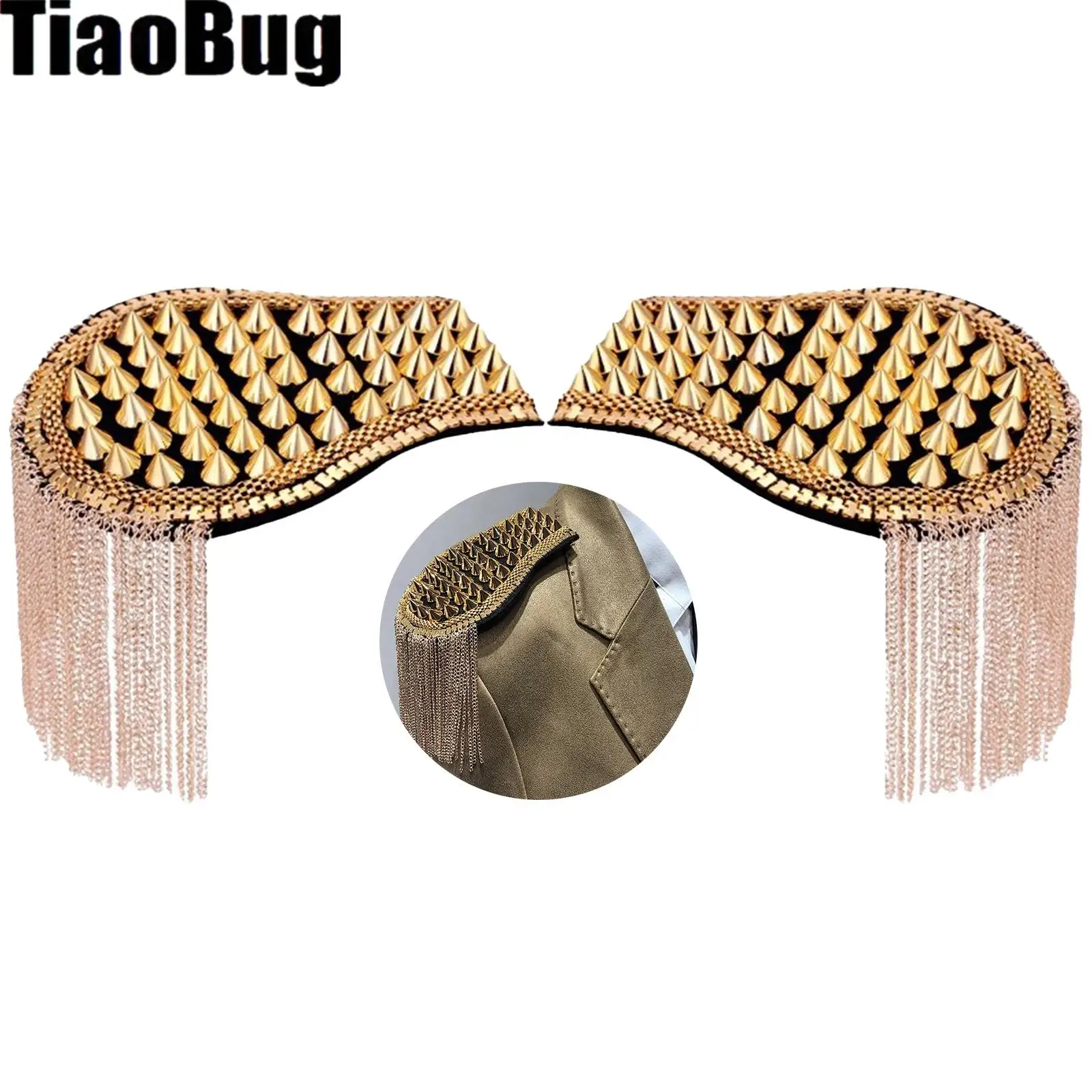 

Мужские и женские готические наплечные цепи-эполеты с кисточками, модные металлические эполеты-значки для костюмов и аксессуаров для вечеринок