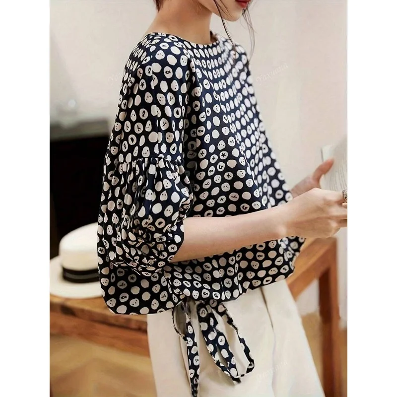 

Silk Printed Shirt Women's Fashion Spring Season Non-Shrinking Other Material 100% Other Style Fly Sleeve Long Sleeve