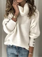 Autumn Winter Women Solid Top Sweater Fashion Turtleneck Long Sleeve Casual Loose Elegant Female Holiday Tops Sweaters New 6