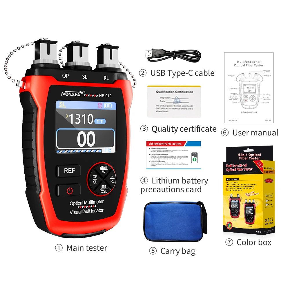 Imagem -06 - Medidor de Energia Óptica Noyafa com Fonte de Luz Visual Fault Locator Atenuação Vfl Ref sl Nf-919 6