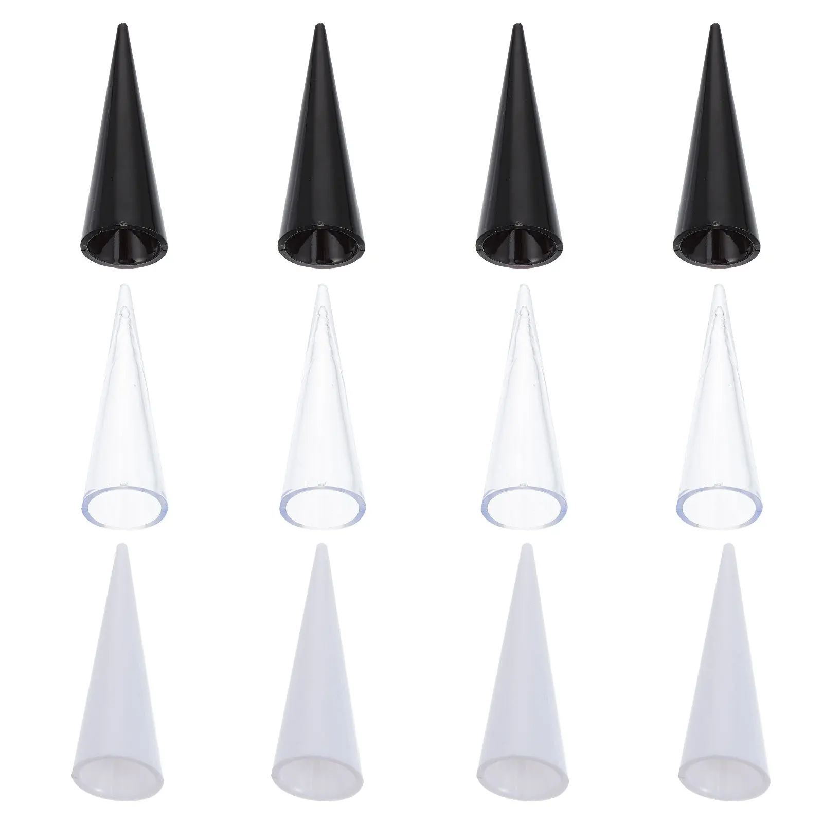 

12Pcs Acrylic Ring Display Holder Cone Shape Jewelry Showcase Stand for Retail Store Home Countertop Finger Rings Display