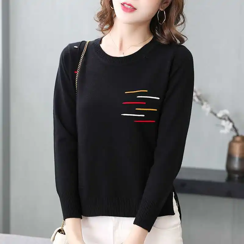 UHYTGF O-neck y2k Knit Sweater Women Jumper 2024 Spring Autumn Basic Warm Clothes Female Pull Knitted Pullover Sweater Women's