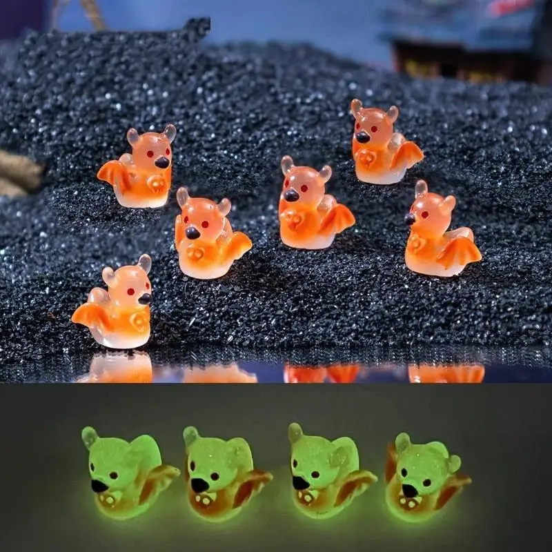 C Mini Glow In Dark Bat Resin Figurines Cute For Halloween Fairy Garden Decor Micro Landscape Access