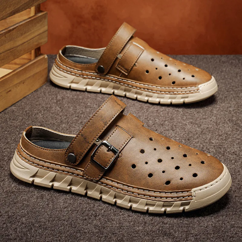 

Summer Casual Beach Men's Sandals Hollow Out Breathable Soft Sole Men's Shoes Loose Comfort Outdoor Wading Shoes Tenis Masculino
