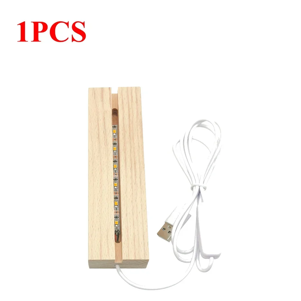 1-10 Stuks Led Hout Licht Display Kristal Houten Verlichte Basis Acryl Lichtplaat Basis Usb Houten Basis Voor Hars Art Licht Licht