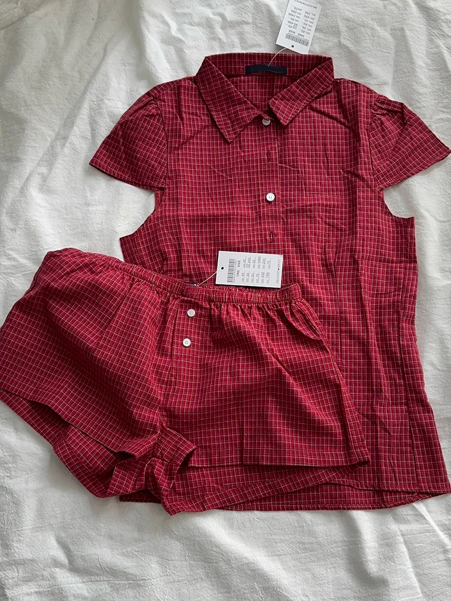 

Тонкий комплект из двух предметов в красную клетку, однобортная тонкая блузка с короткими рукавами + шорты на пуговицах, винтажные повседневные летние костюмы для женщин