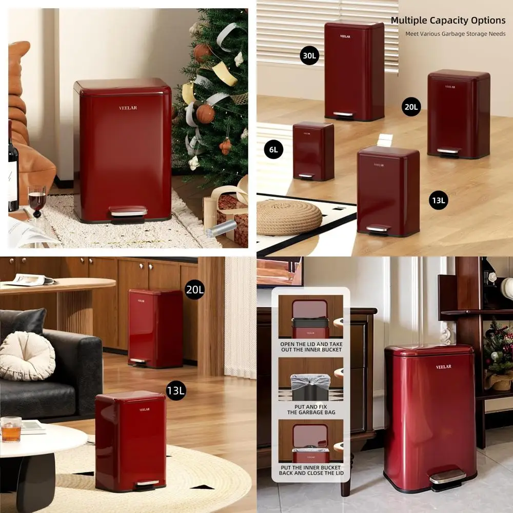 

Stainless Steel 5 Gallon Step Trash Can with Lid - Large Kitchen Waste Bin for Home, Office, and Commercial Use