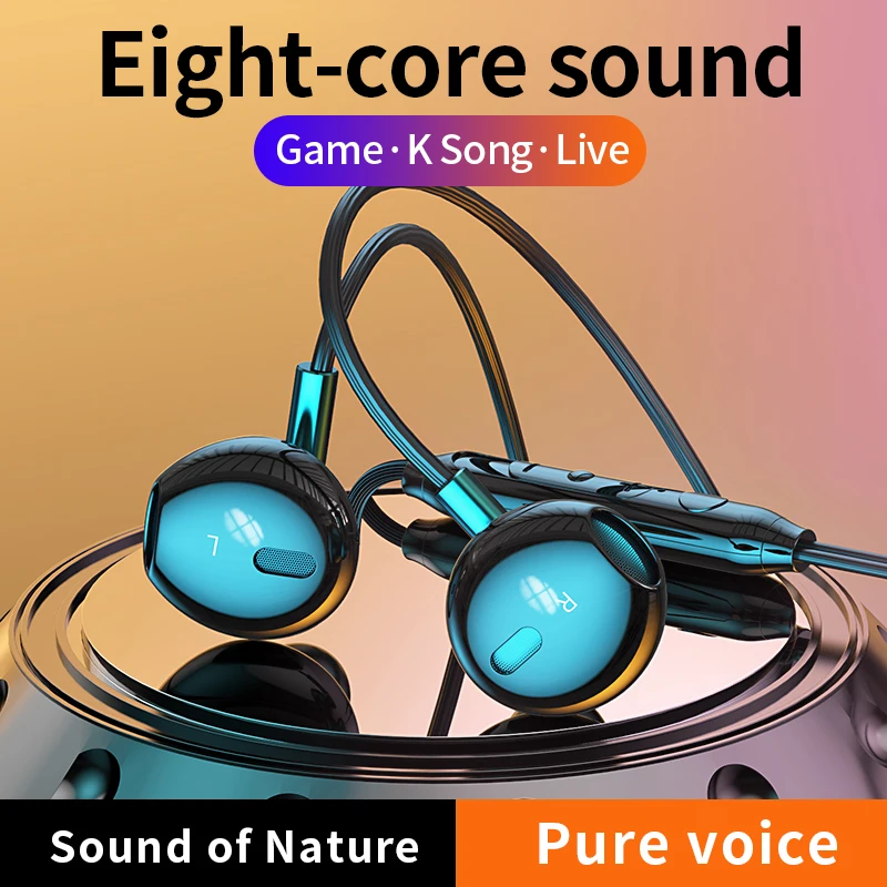 Wire Control Headset Type-c Hifi Sound Universal K Song Stereo Game Earphones With Microphone For Phones Tablets