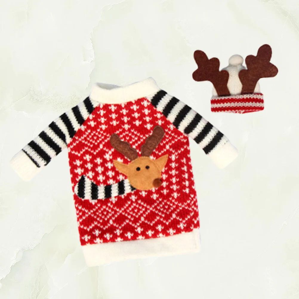 2 قطعة غطاء زجاجة النبيذ عطلة عيد الميلاد الديكور غطاء قماش قابل لإعادة الاستخدام للهدايا طاولة المنزل زينة احتفالية #3