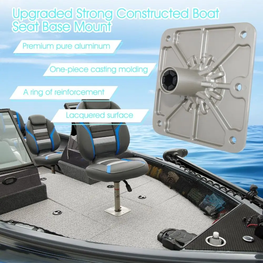 3/4 Inch Boat Seat Base Saltwater Resistant Durable Boat Seat Pedestal 7 X 7 Inch Heavy Duty Boat Seat Pin Post Socket