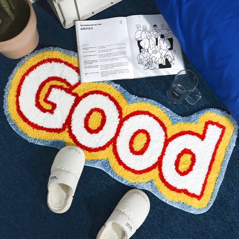 

Tufting Letters Bedside Rug Soft Good Carpet Bathroom Floor Pad Kids Room Bedroom Doormat Aesthetic Home Winter Warm Decor