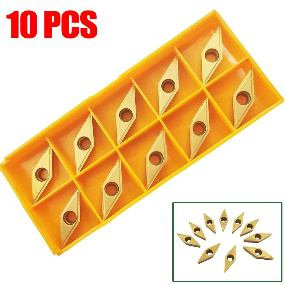 Accessori Inserto Set di ricambio Utensile per tornitura VCMT 160404   VCMT331 10 pezzi inserti in metallo duro raccordi per tornio dorato