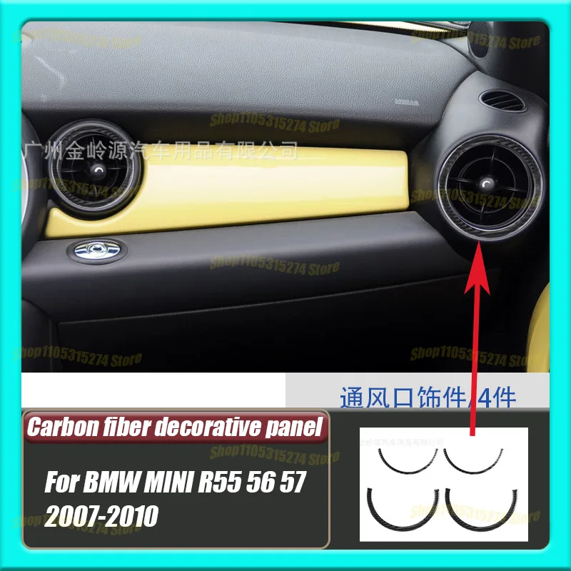 Carbon Fiber Vent Decoration Sticker, Suitable for 07-10 BMW MINI R55 56 57 Car Interior Modification