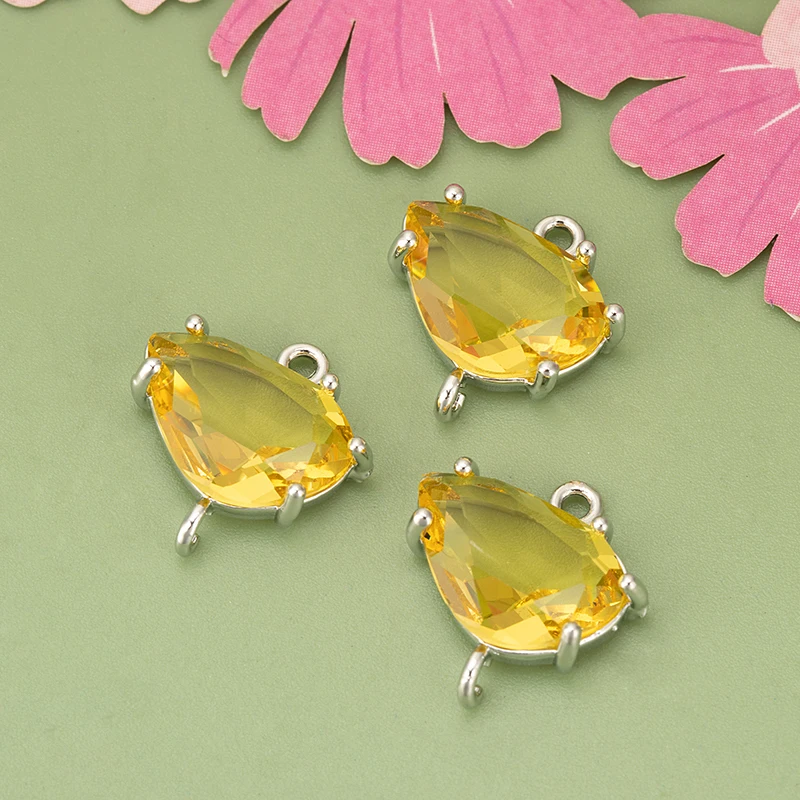 assoonas,ME92,Schmuckzubehör,18k Gold rhodiniert,Kupfer,Glas,handgefertigt,Charms,DIY-Anhänger,Schmuckherstellung,6 Stück/Lot – Detail 3