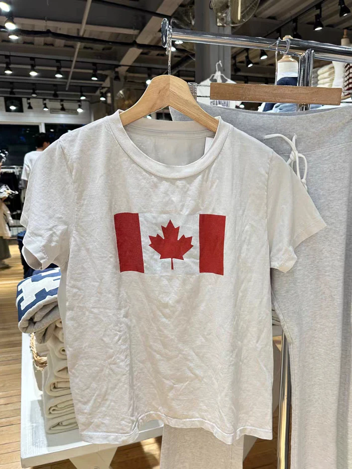 Flag Print Vintage T-Shirt Woman Summer O-Neck Short Sleeve Tee Shirts Female Vintage Streetwear Sweet Cotton Tshirt Y2k Clothes