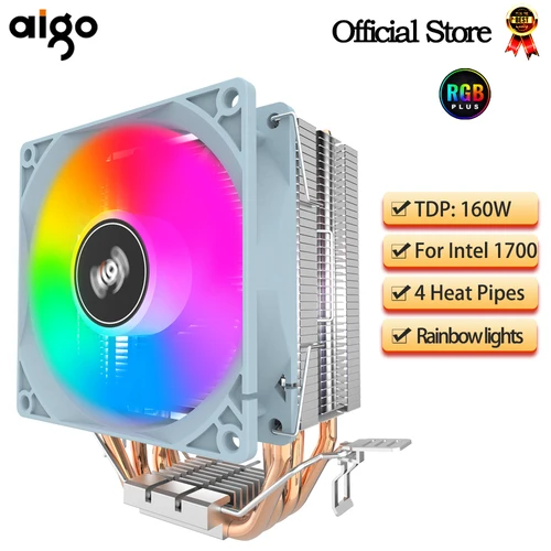Aigo CPU Cooler 2 4 6 tubos de calor PC refrigeración del radiador 3PIN PWM ventilador Rgb silencioso para Intel 1700 1150 1155 1156 1366 AM2/AM3/AM4 AMD