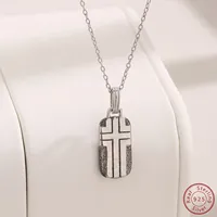 Factory Direct Sales 100% 925 Sterling Silver Zircon Necklace Classic Black Cross Relief Necklace Fashionable Jewelry