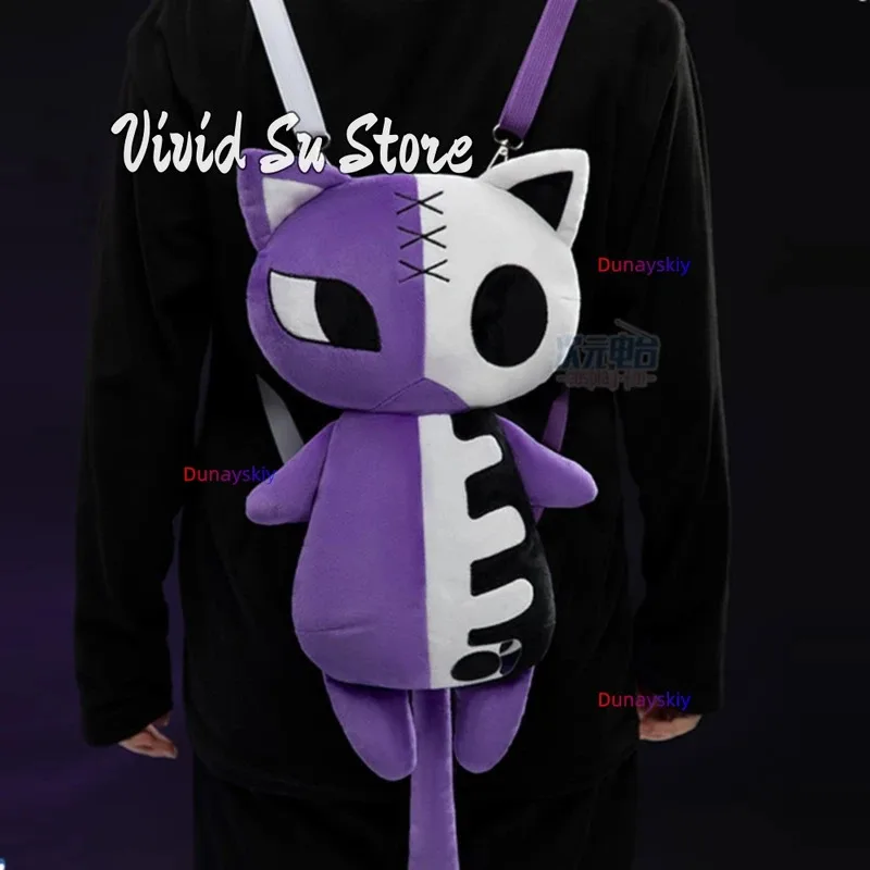 

COSda@Anime Panty & Stocking Bone Cat Backpack White Purple Scheme Daily Cute Cat Design Bag Carried Diagonally On Both Shoulder
