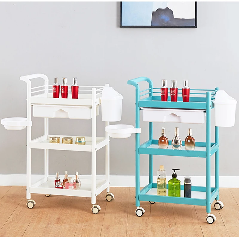 Hot Selling Custom High Quality New Design White Acrylic Trolley Hairdressing Beauty Cart Beauty Salon Trolley