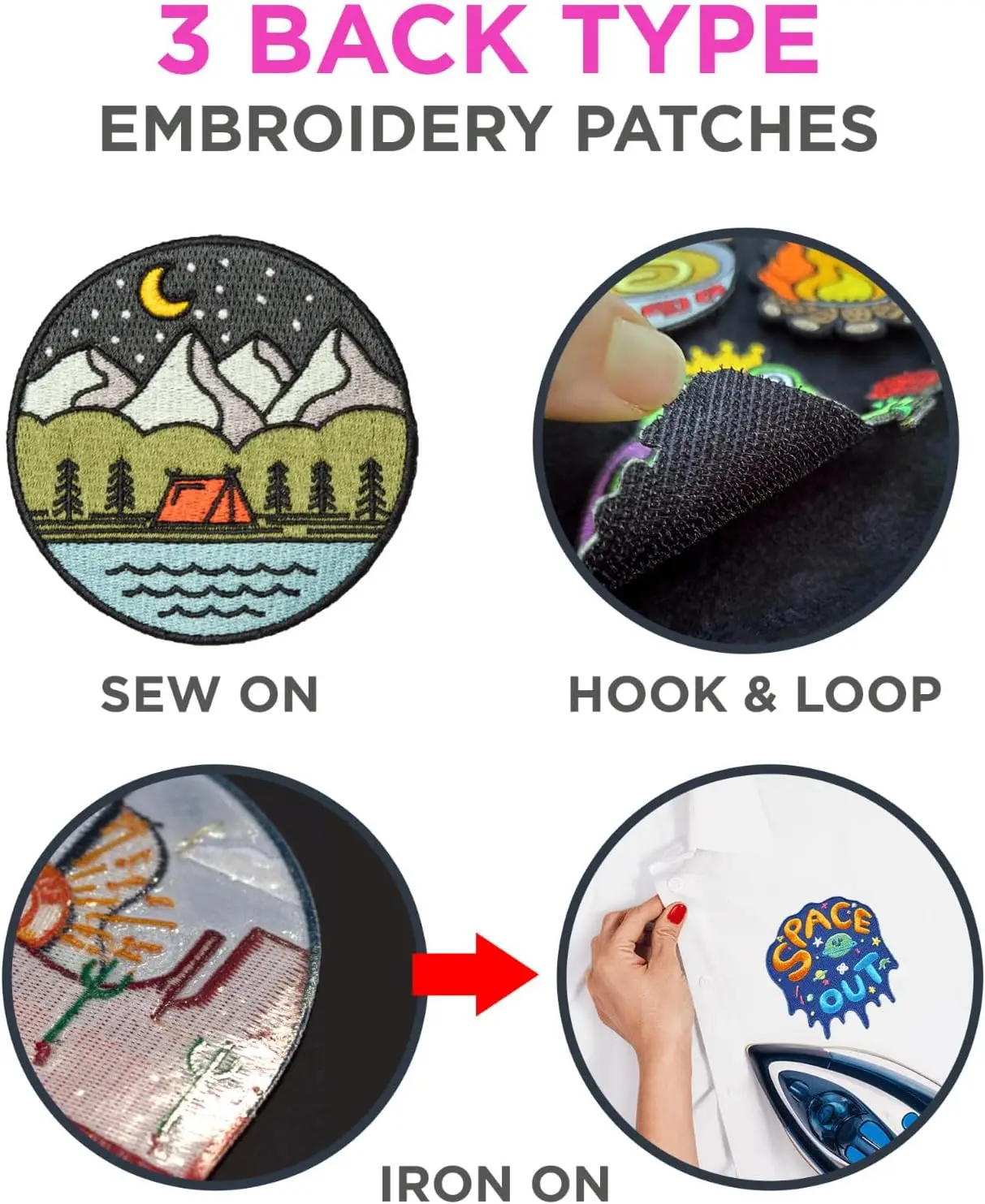 Custom Embroidered Patches – Personalized Logo, Image, Text – Iron-On, Sew-On, or Hook & Loop – Sizes 2