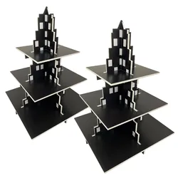 City Skyscraper Cupcake Stand 3 Tier Cake Party Supplies Building Cupcake Stand for Birthday Table Decor
