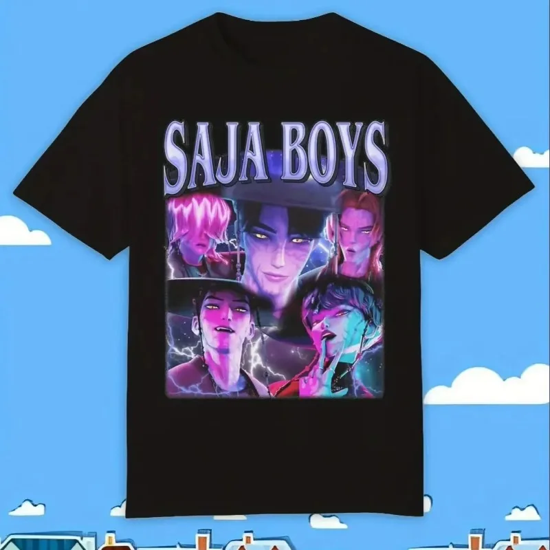 خمر ساجا بنين K-kPop شيطان الصيادين طباعة الصيف فتاة صبي قميص بلايز عادية Crewneck الملابس تي شيرت أنيمي قصيرة الأكمام المحملة