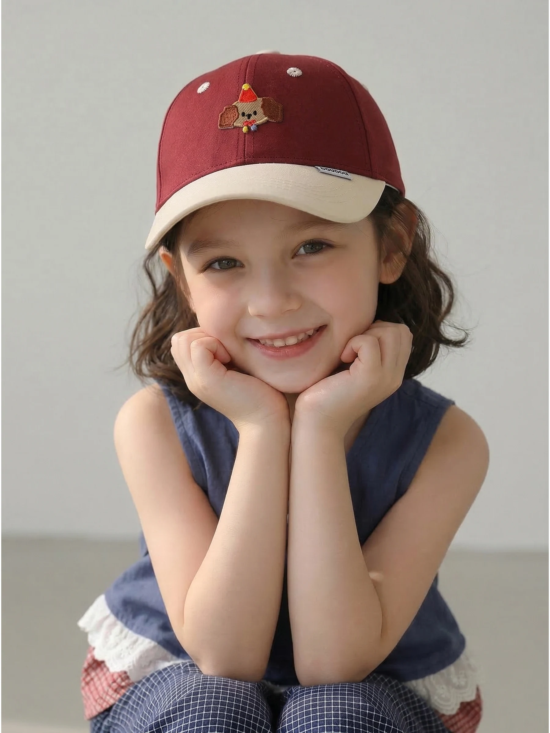 naits-keits-漫画ヒップホップ小さな犬かわいい赤い帽子ベビー野球帽ユニセックス春綿帽子子供用