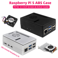 Raspberry Pi 5 ABS Case Black Silver Plastic Shell Optional PWM Cooling Fan Active Cooler Support 3.5 Inch Screen for RPi 5 Pi5