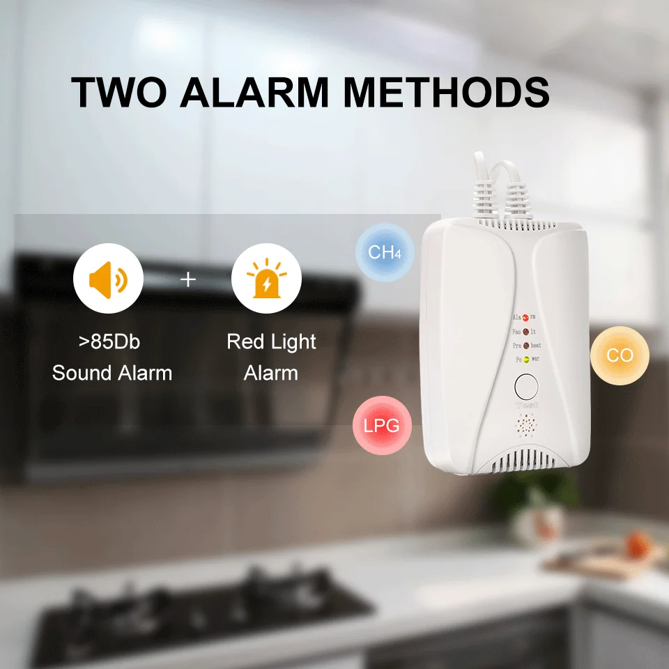 Detector de Gas HD2000 con válvula, Detector de Gas GLP, Detector de fugas de Gas Natural para el hogar, cocina, botella de Gas propano, metano CH4