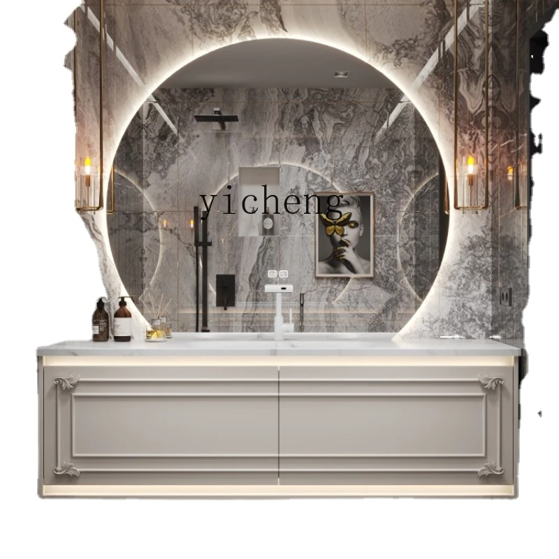 Xl Stone Plate Hot Bend Whole Washbin High-End Bathroom Cabinet Combination French Bathroom Cabinet Washstand