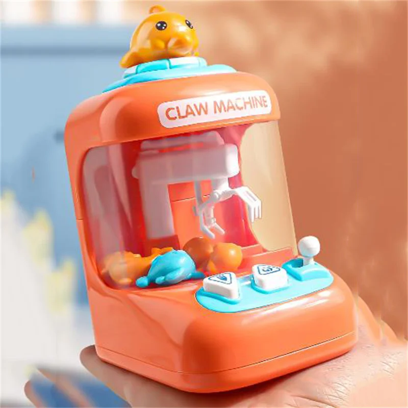 Mini Dolphin Doll Machine DIY Reward Children Electric Claw Doll Machine Toys Cartoon Portable Playing House Toys for Kids