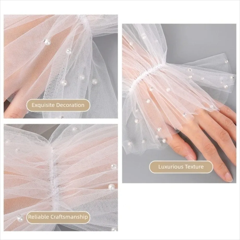 

Модные свадебные рукава-накладки с жемчугом и бисером, съемные, сетчатые, для невесты, украшение на запястье, для вечеринок