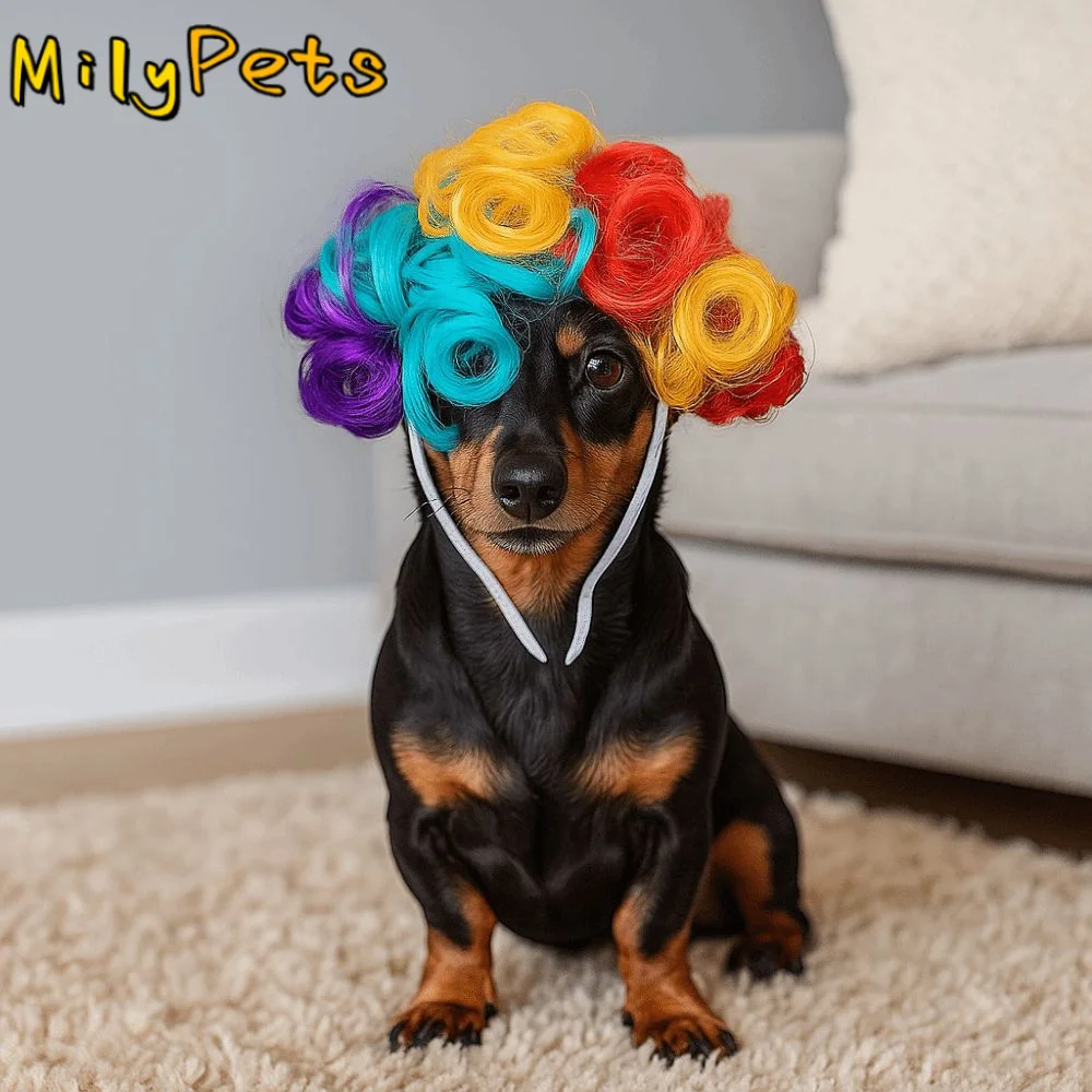

Pet Supplies Colorful Pet Costume Wig Cute Adjustable Pet Wavy Curly Wig Adorable Decorative Cat Headwear Photography