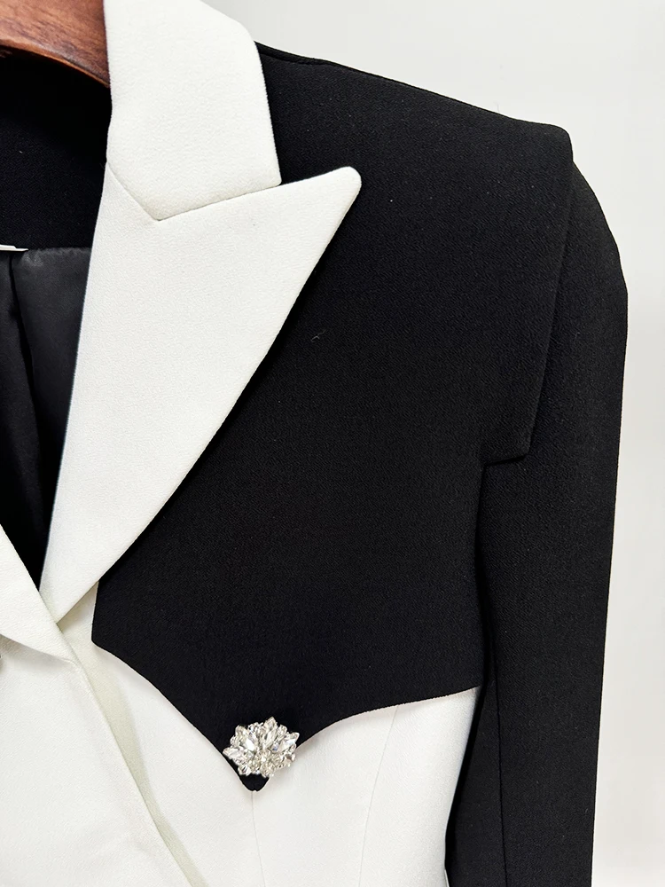 High street mais novo 2024 designer outono inverno jaqueta feminina fino encaixe rhie dias botões bloco de cor blazer feminino