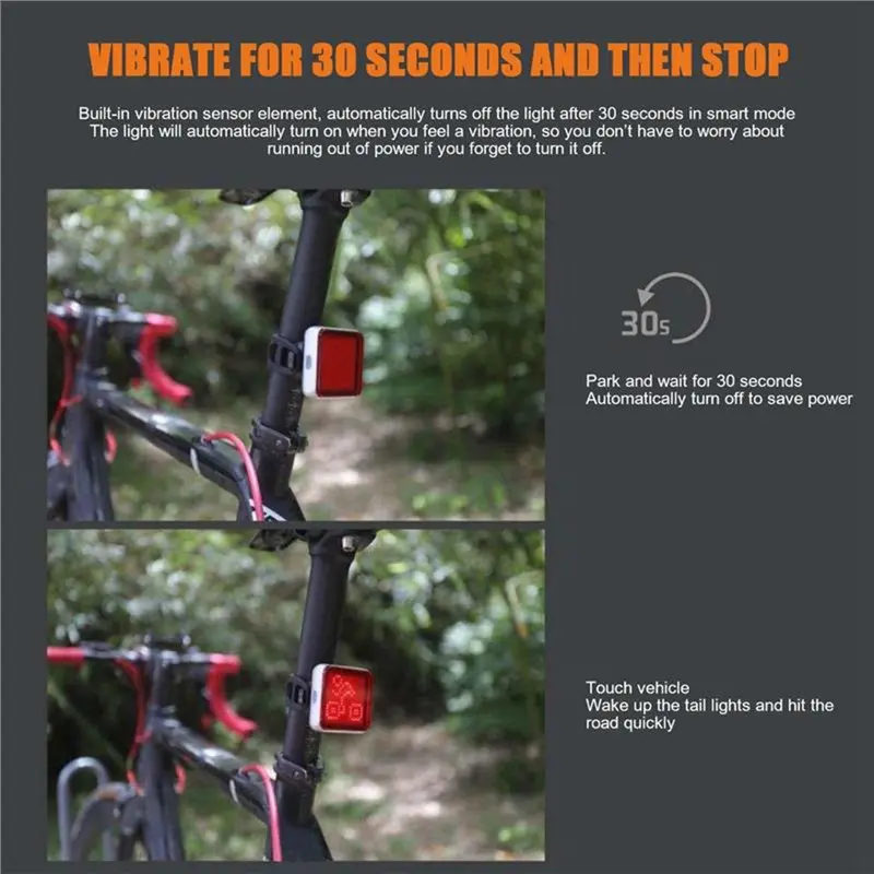 A74K-Intelligent Brake Sensor Equipped Cycling Tail Light Rear Light High Visibility With Expression Pattern Design