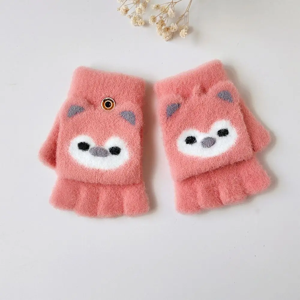 

Толстые уличные перчатки без пальцев в форме медведя, корейские вязаные варежки, перчатки с откидной крышкой, детские перчатки