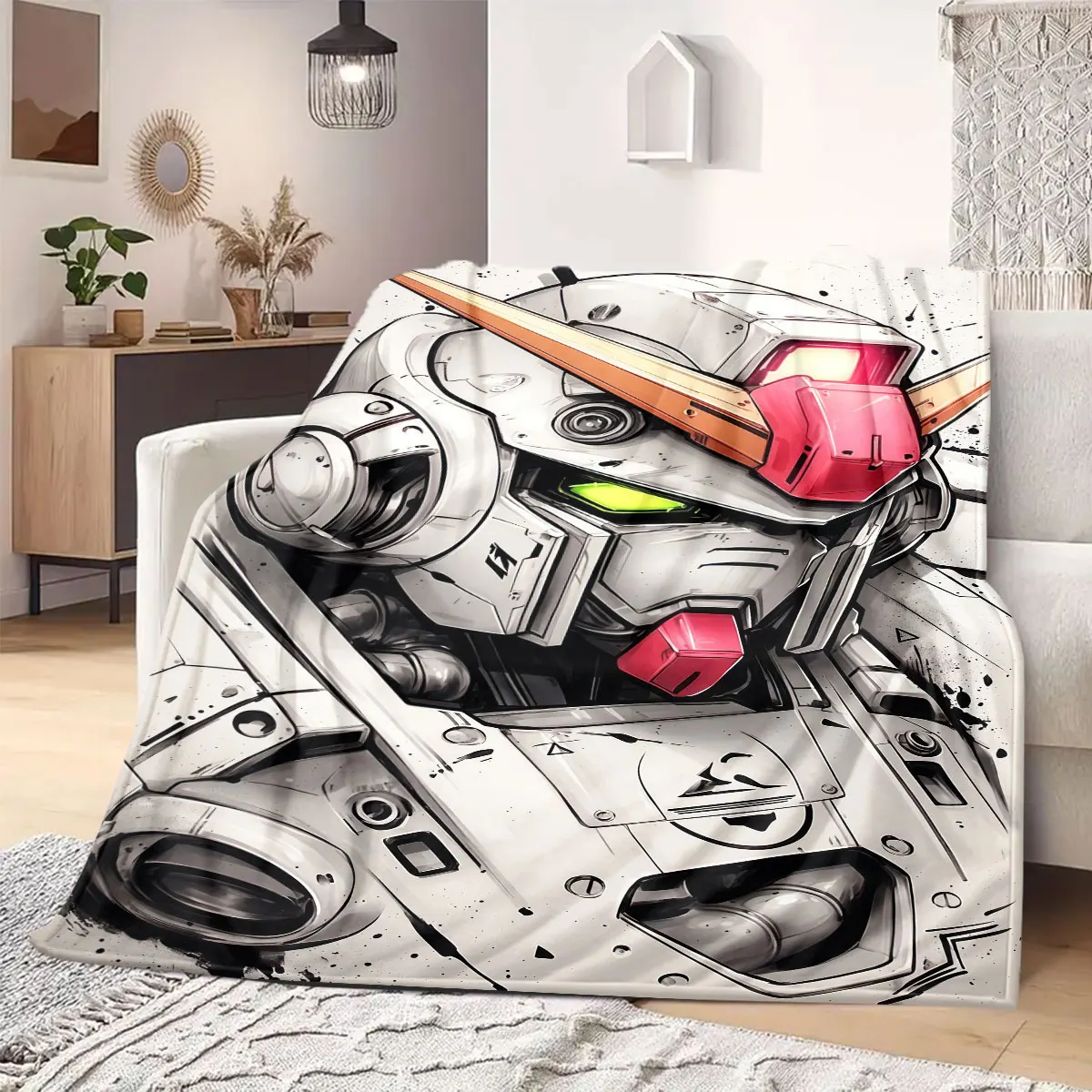 Newtype Gundam Pilot Flannel Blanket Warm,Comfortable,Suitable for Bedrooms,Sofas,Beds,Chairs,Picnics,Travel