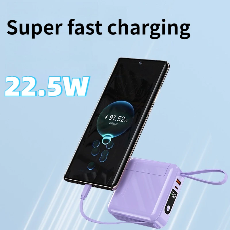 22.5W Built-in AC Plug Cable Super Fast Power Bank 15000mAh Large Capacity Mobile Power Bank
