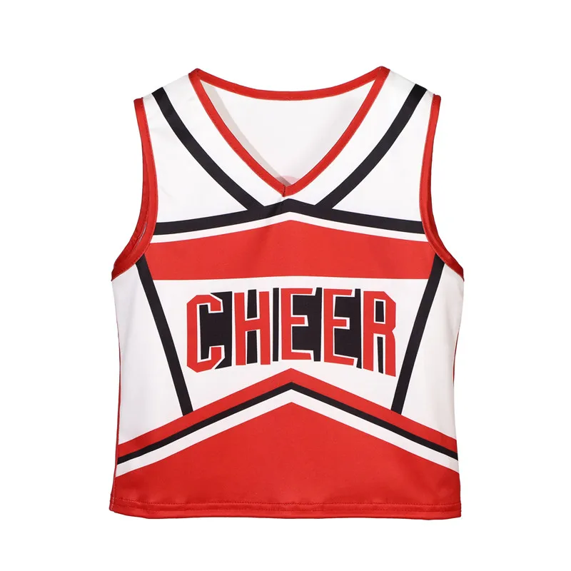 Girls Tank Top Cheerleader Skirt Suit Letter Printed Slim Dresses Fancy Sportswear Holiday Cosplay Groupway Suit Red White view 2